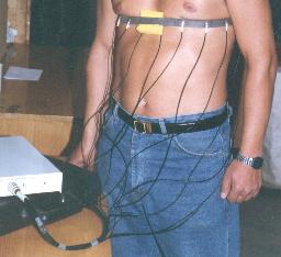 The belt with electrodes for measurements on thorax